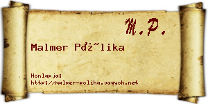 Malmer Pólika névjegykártya